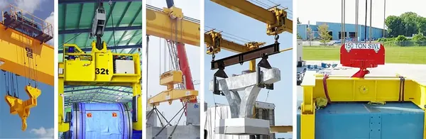 Hooks, beam clamps, precast frames and a 150 t SWL spreader